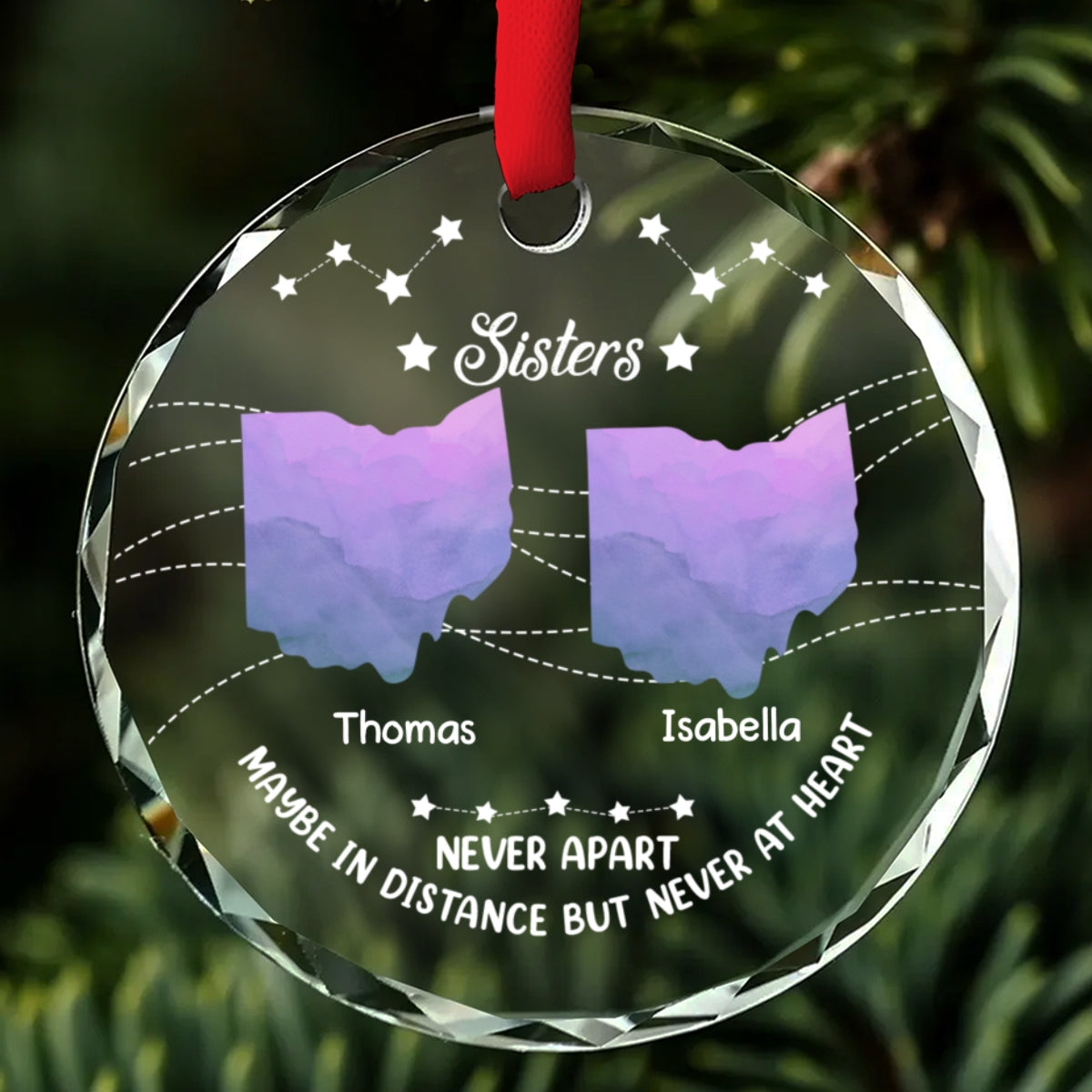 Brother And Sisters Never Apart - Personalized Custom Glass Ornament