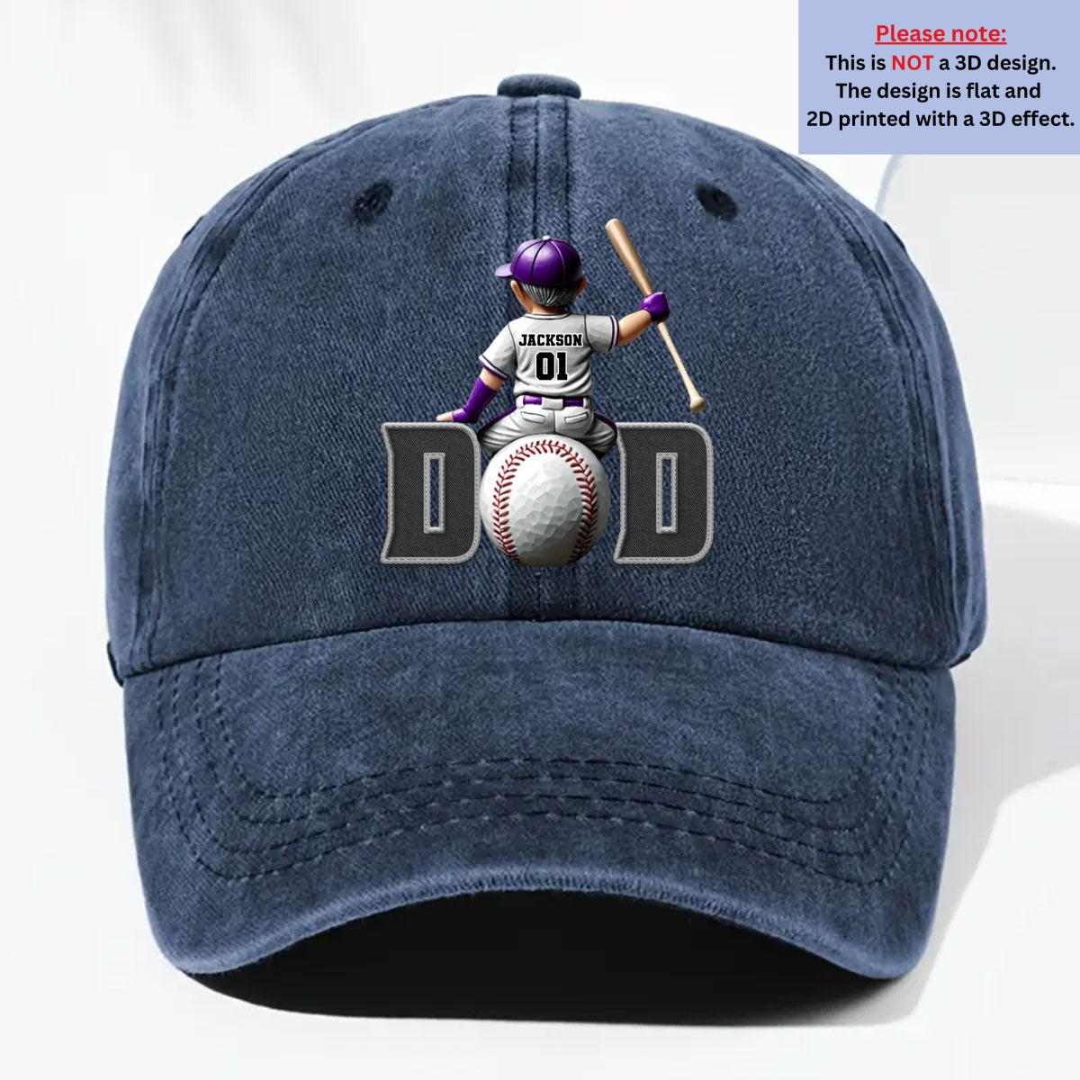 Proud Baseball Dad - Personalized Custom Vintage Washed Denim Cap