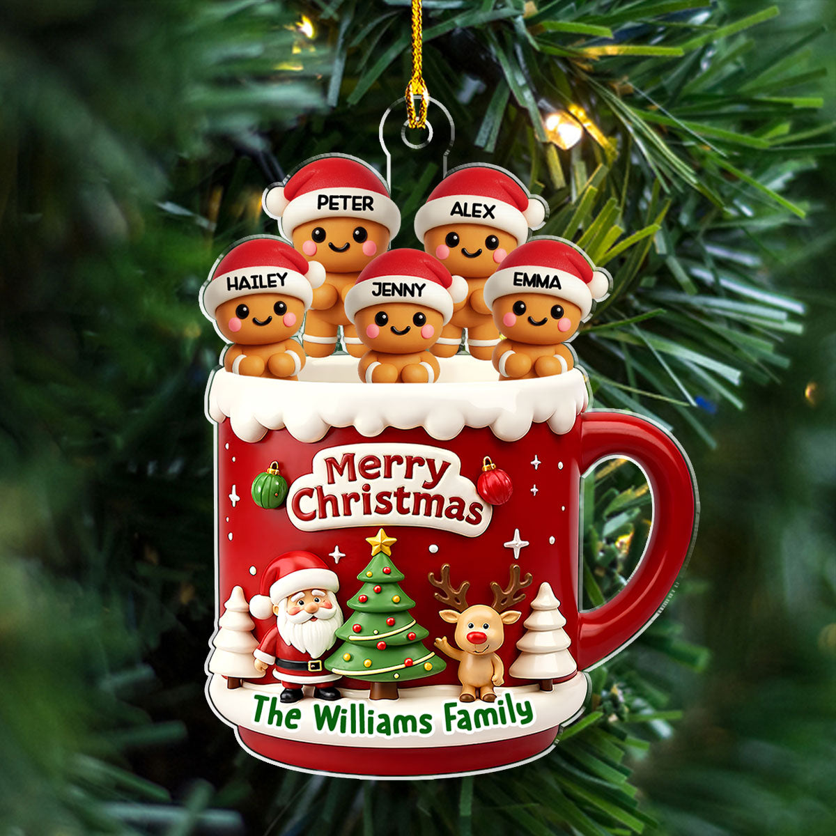 Ginger Family - Personalized Custom 3D Effect Acrylic Ornament