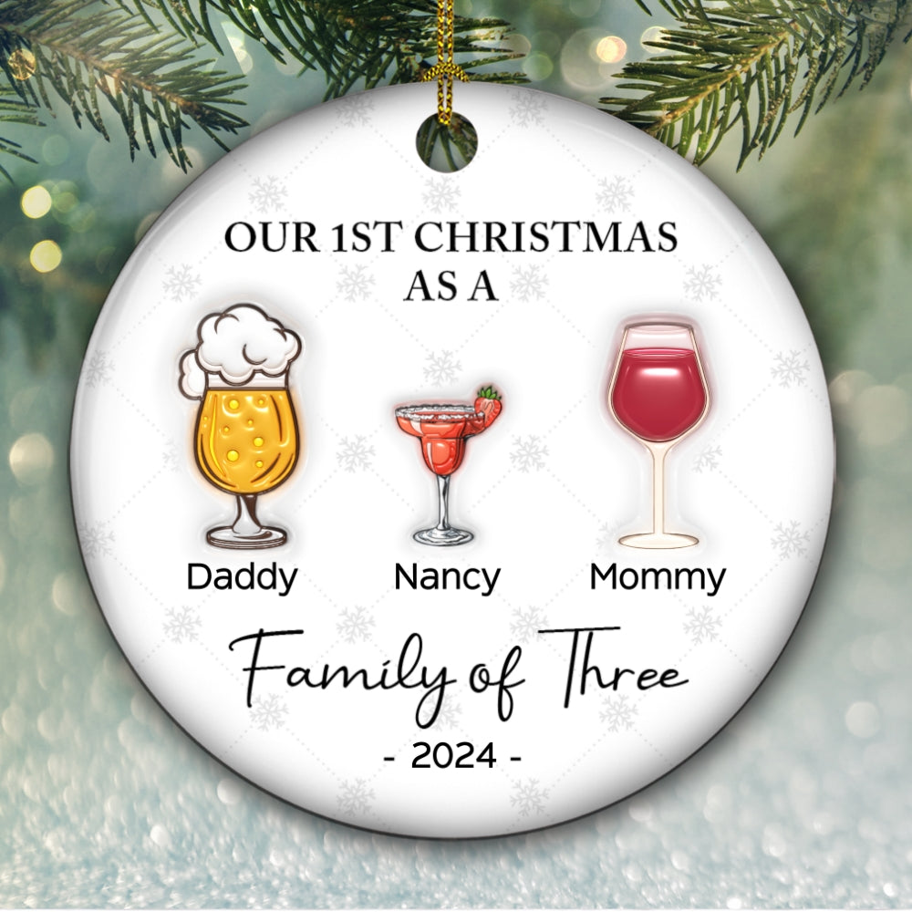 Cheering First Christmas As A Family - Personalized Custom 3D Inflated Effect Ceramic Ornament