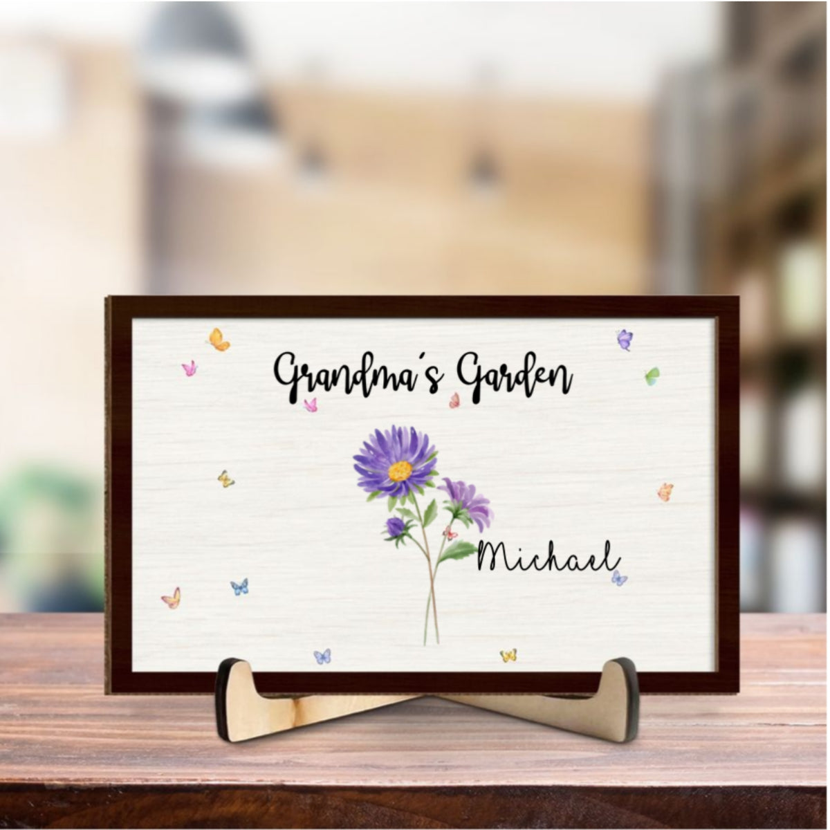 Flower With Family Names - Personalized Custom Wooden Plaque