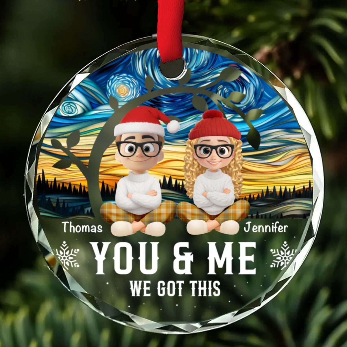 Forever You And Me - Personalized Custom Glass Ornament