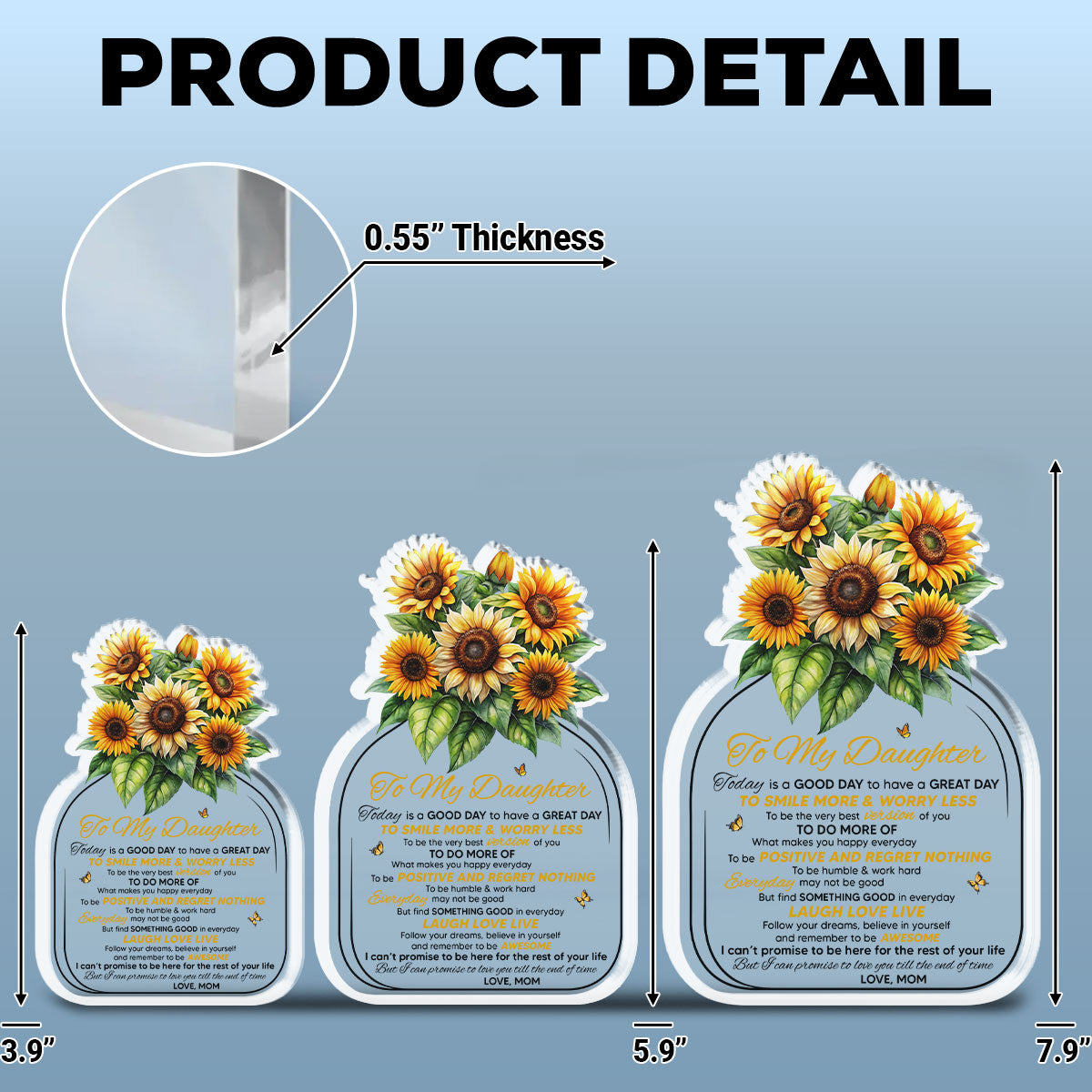 Sunflower Love Letter To Daughter - Personalized Custom Acrylic Plaque