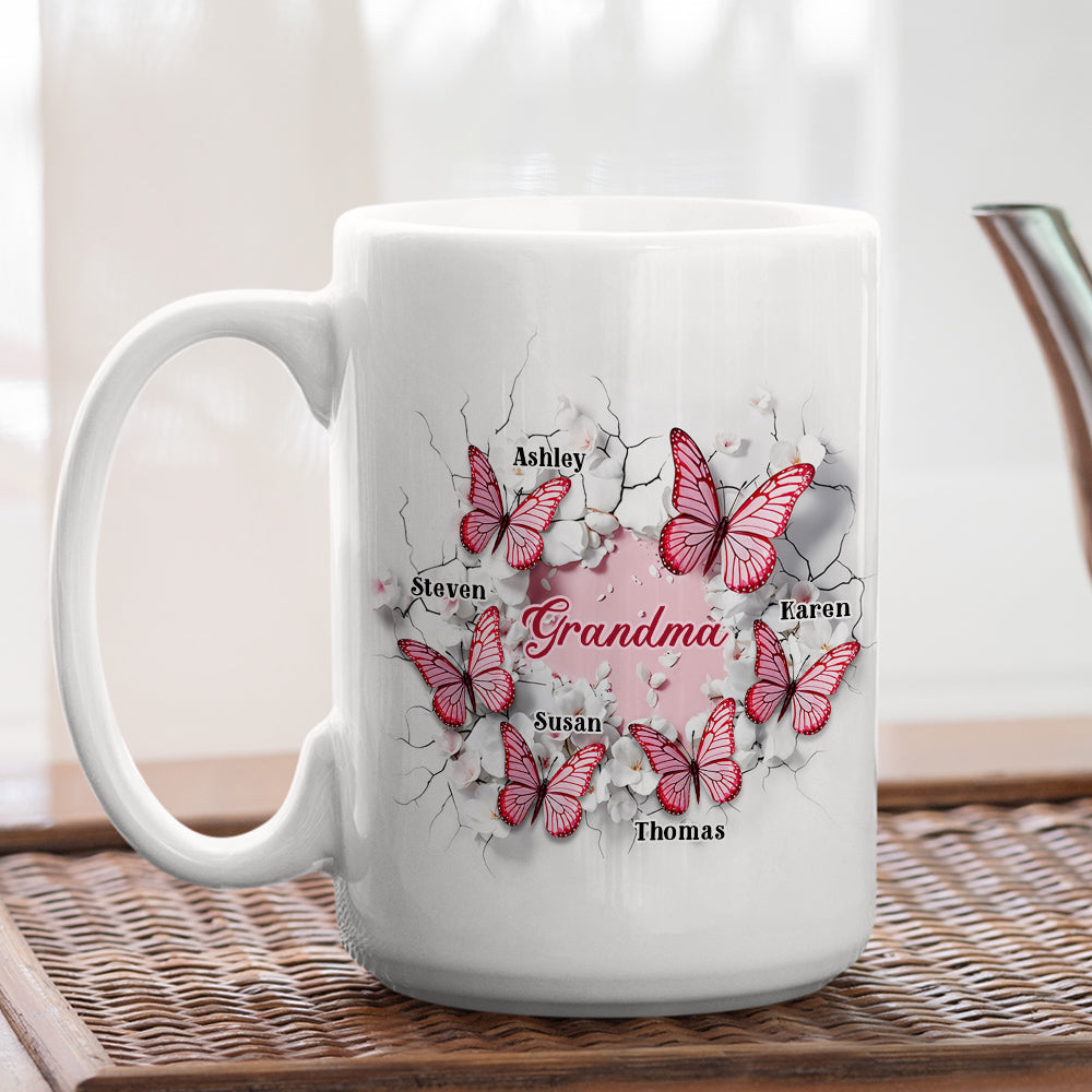 Grandma Butterfly - Personalized Custom 3D Inflated Effect Coffee Mug