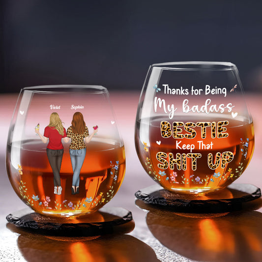 Thanks For Being My Best Friends - Personalized Custom Wine Glass