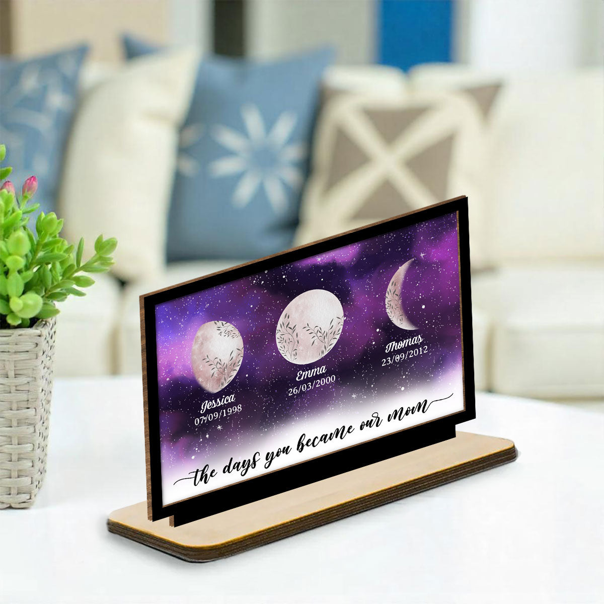 The Days You Became Mom - Personalized Custom 2-Layer Wood Plaque With Flat Base