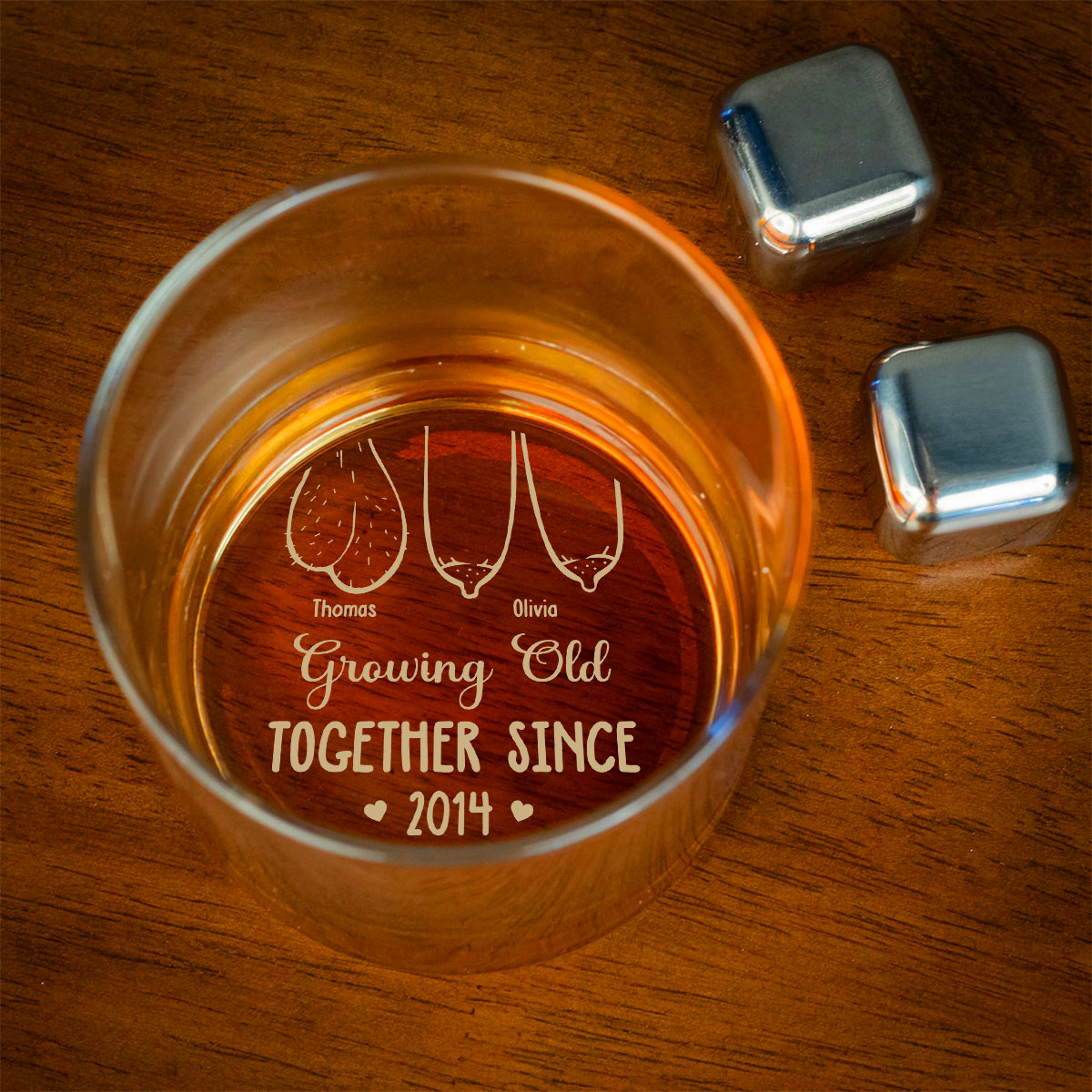 Grow Old Together - Personalized Custom Engraved Whiskey Glass