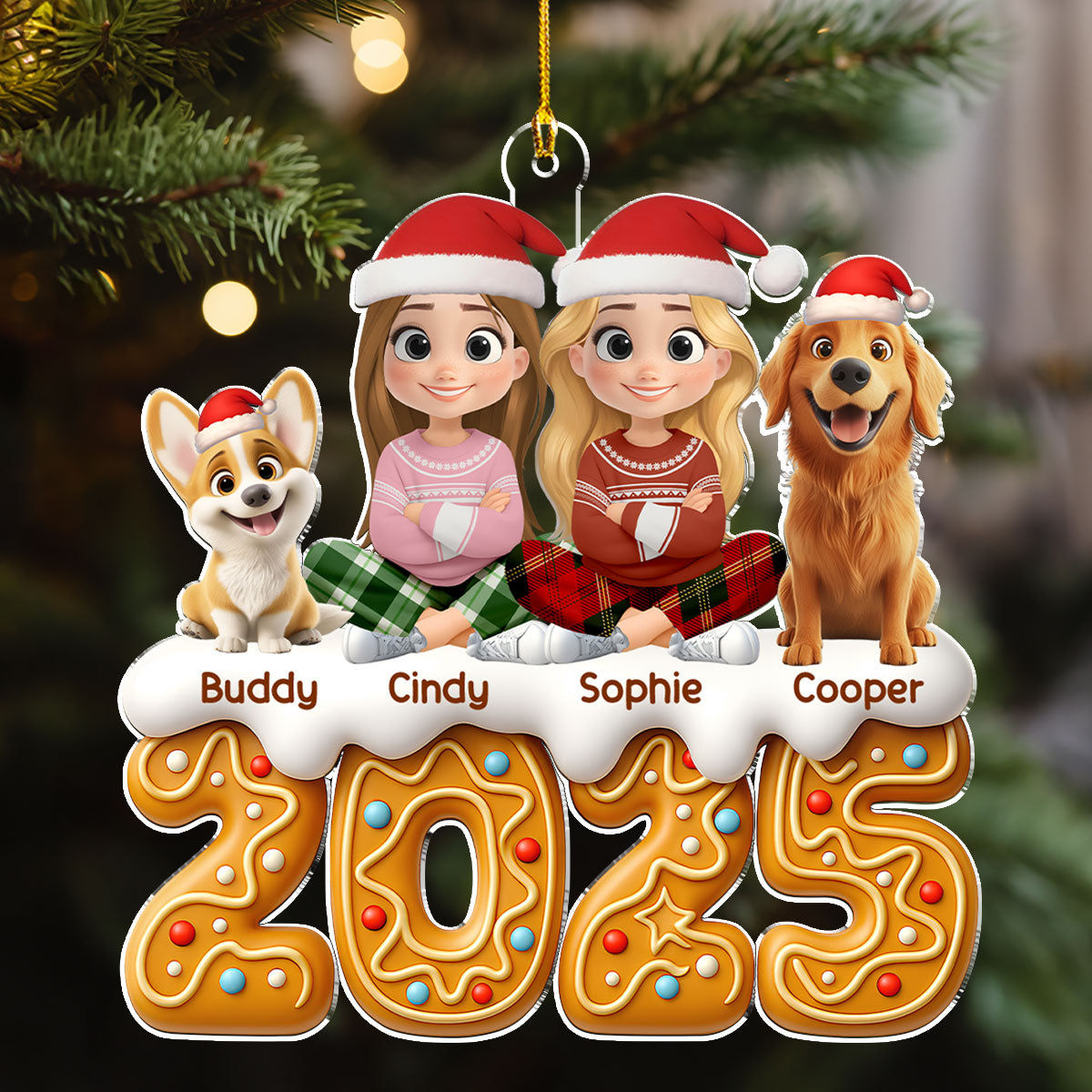 Couple And Dog Of The Year Version 2 - Personalized Custom Acrylic Ornament
