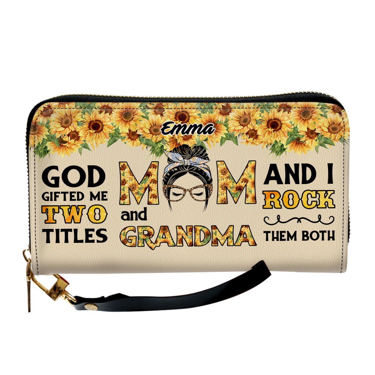 God Gifted Me Two Titles Mom & Grandma - Personalized Custom Leather Wallet