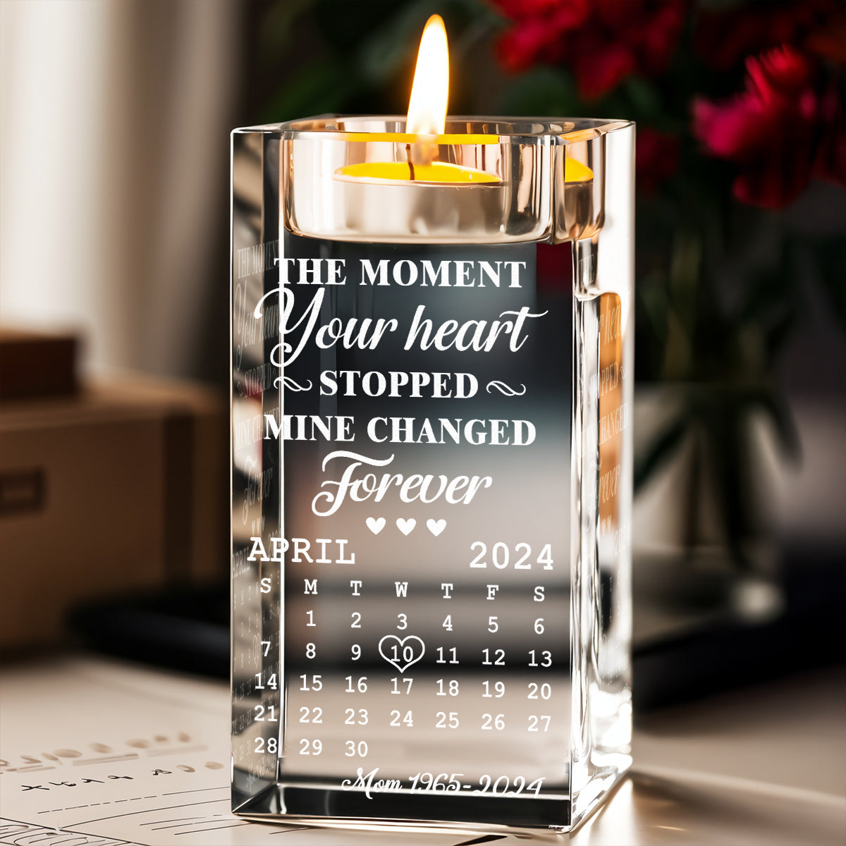 The Moment - Personalized Custom Engraved Crystal Candle Holder