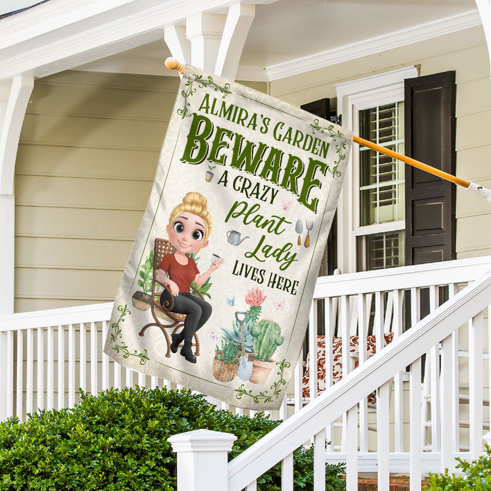 Plant Lady Lives Here - Personalized Custom Flag