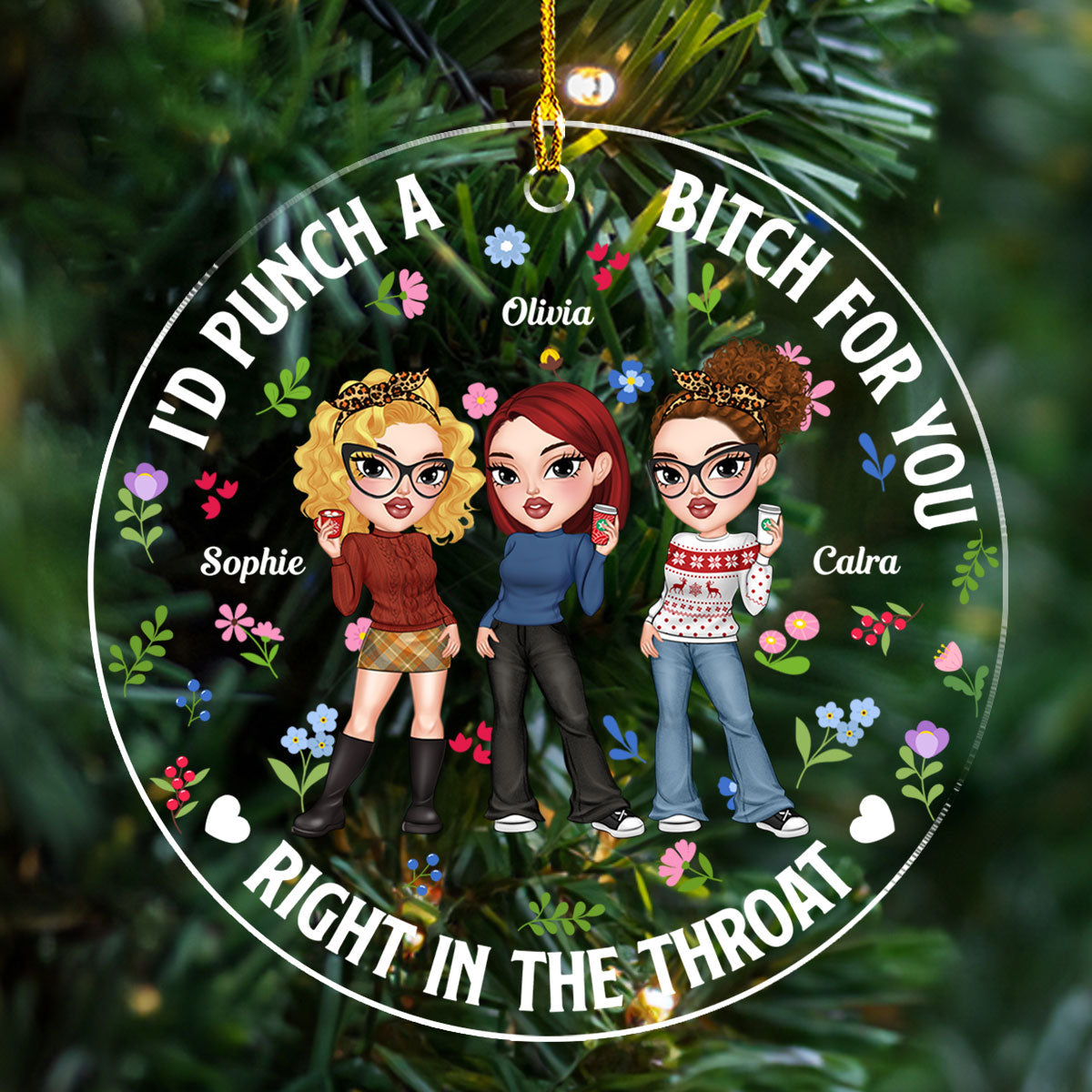 Punch Bitch Best Friend - Personalized Custom Acrylic Ornament