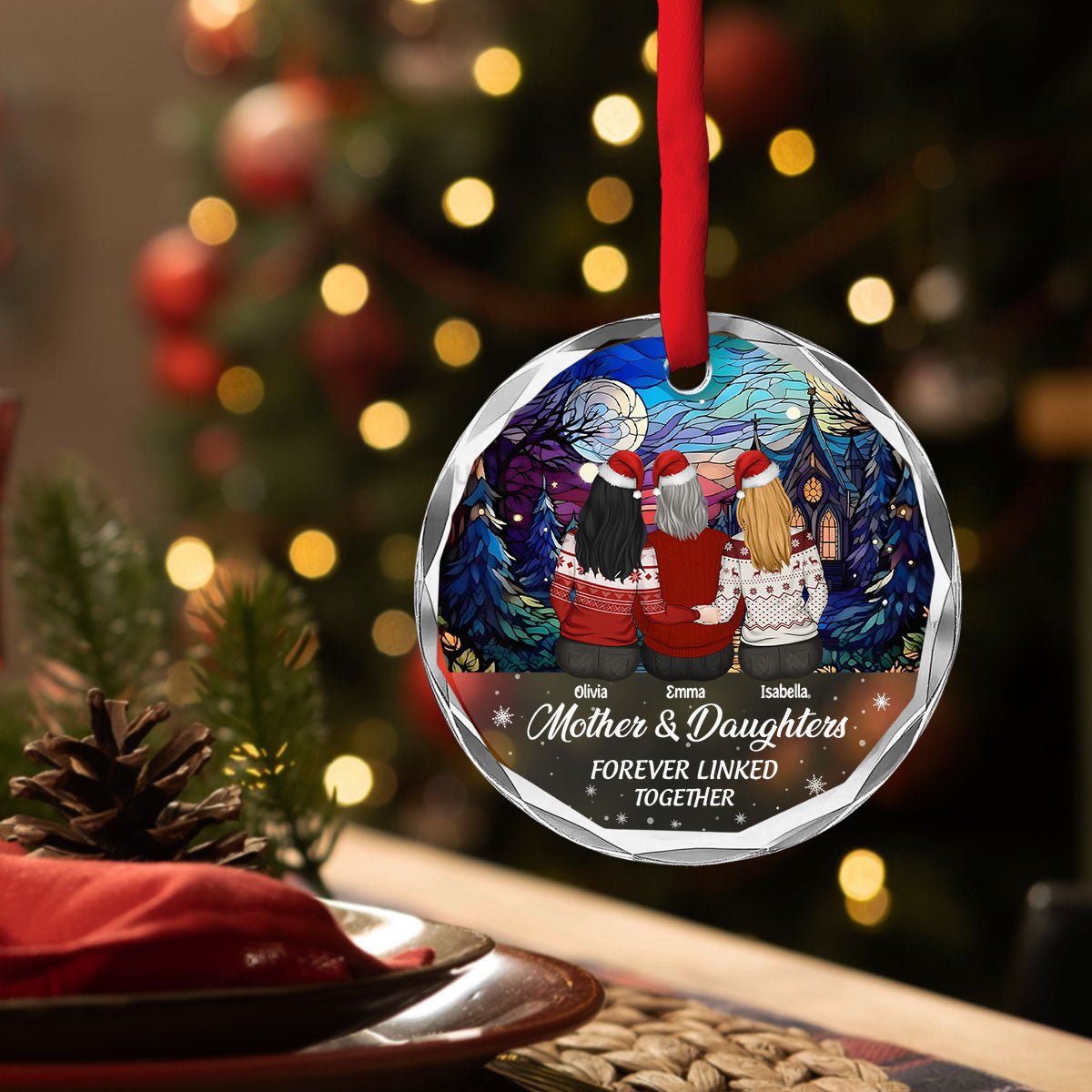 Linked Forever - Personalized Custom Glass Ornament