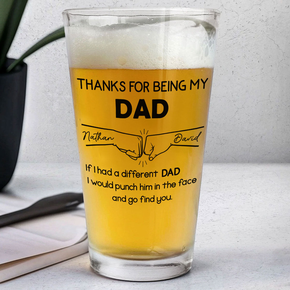Thanks For Being My Brother - Personalized Custom Beer Glass