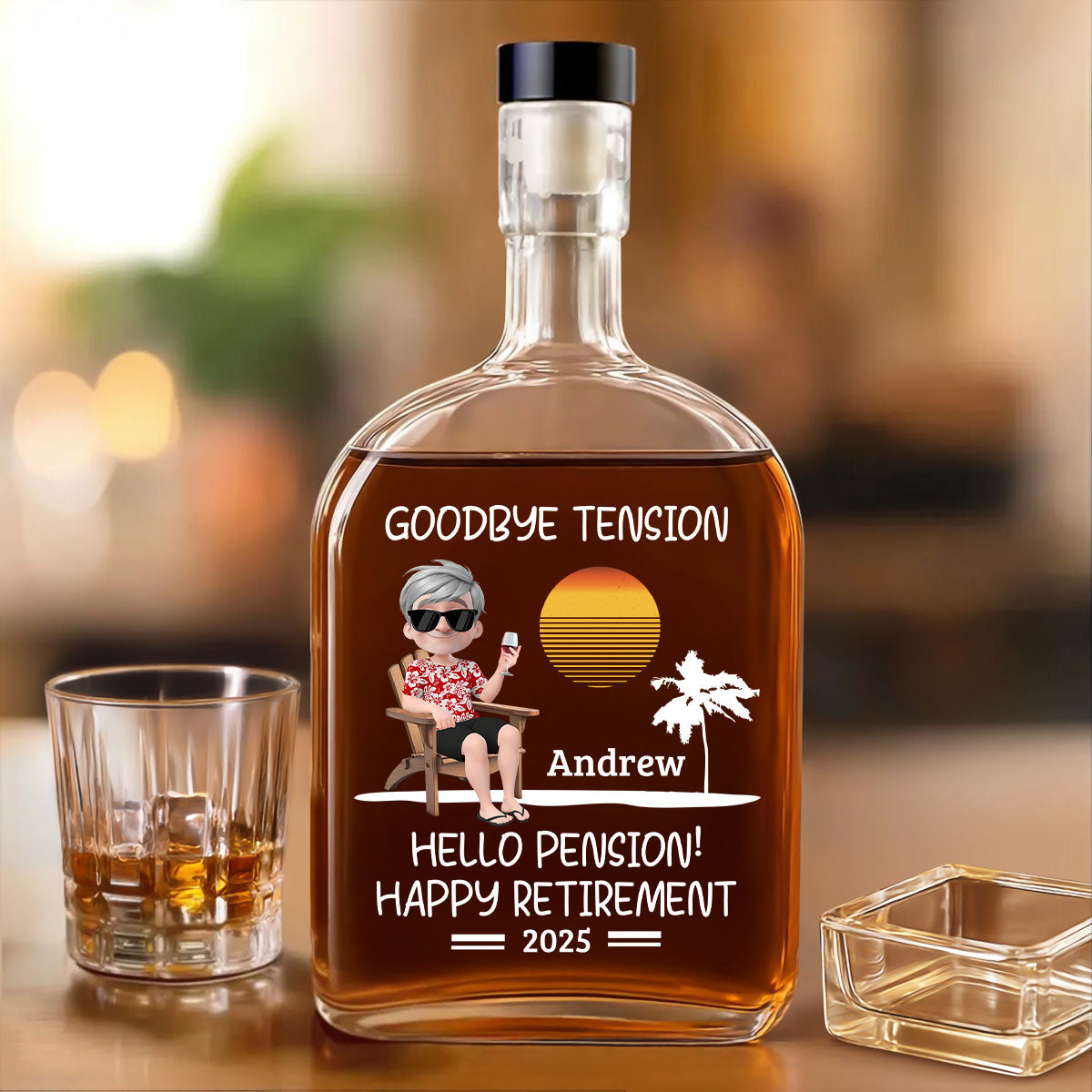 Goodbye Office Hello Freedom - Personalized Custom Spirits Decanter
