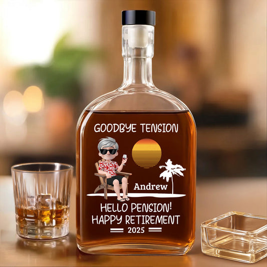 Goodbye Office Hello Freedom - Personalized Custom Spirits Decanter