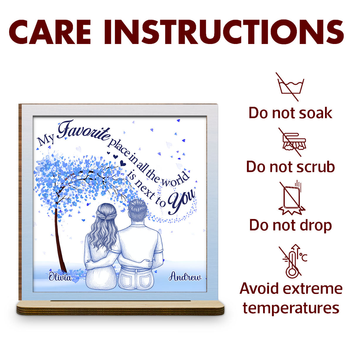 My Favorite Place - Personalized Custom 2-Layer Wood Plaque With Flat Base