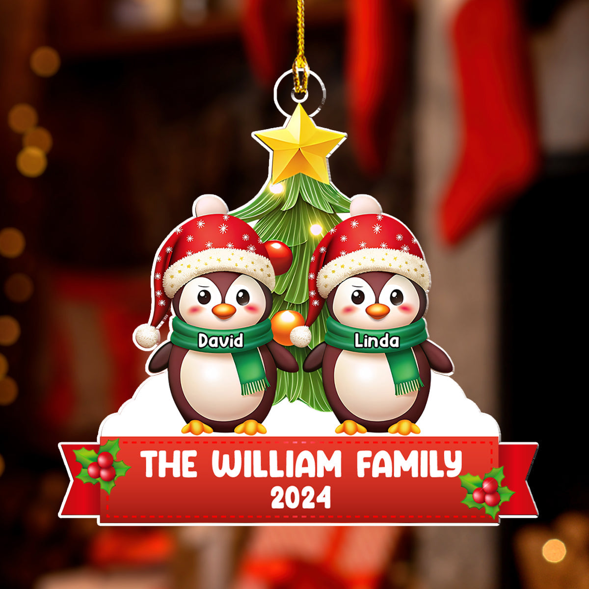 Our Family At Christmas 2024 - Personalized Custom Acrylic Ornament