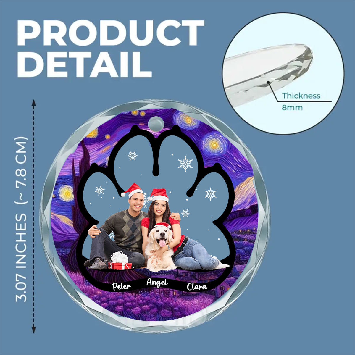 Here With Each Other Photo - Personalized Custom Glass Ornament