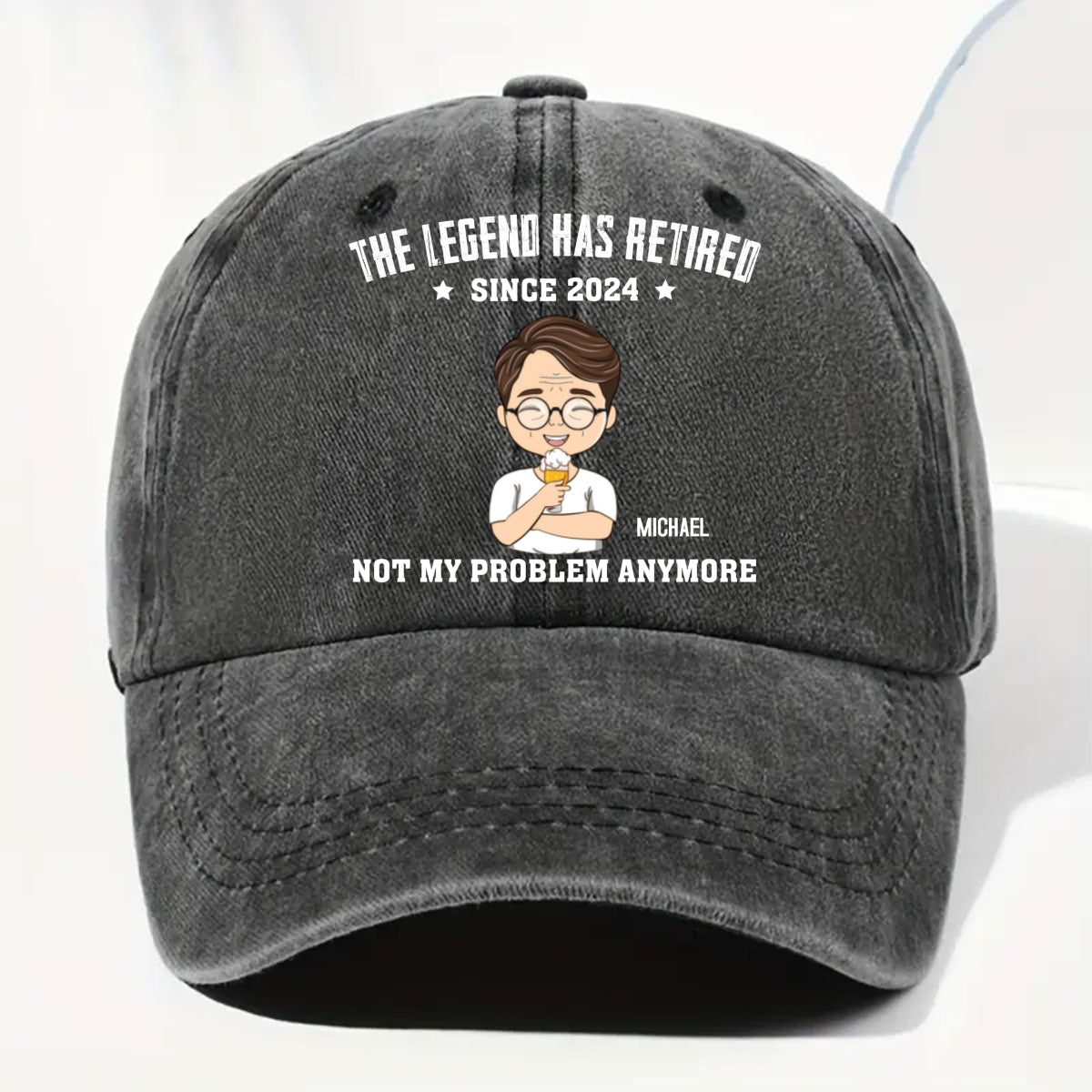 Lengend Has Retired - Personalized Custom Vintage Washed Denim Cap