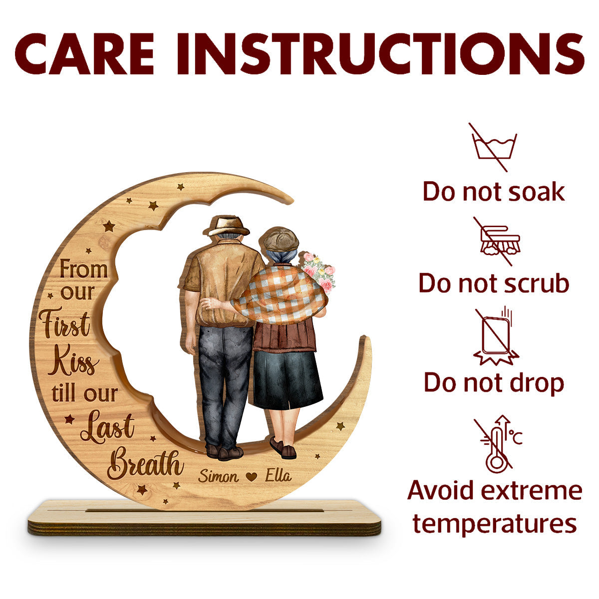 You And Me Together - Personalized Custom 2-Layer Wood Plaque With Flat Base