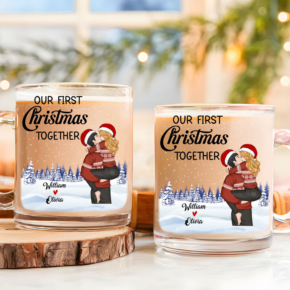 Our First Christmas - Personalized Custom Glass Mug