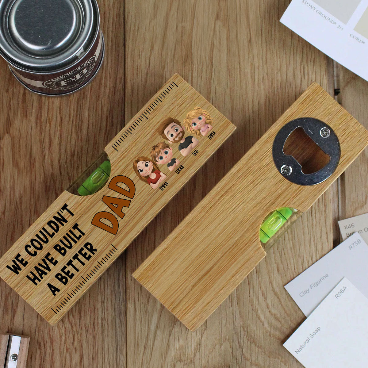 Could Not Have Built A Better Dad - Personalized Custom Wooden Spirit Level Bottle Opener