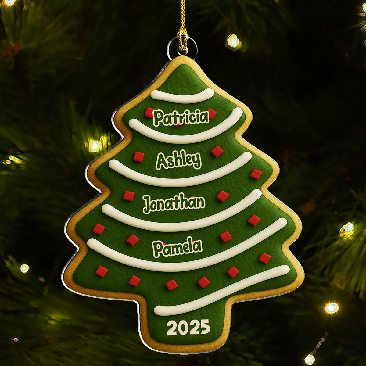 Family Christmas Tree Cake - Personalized Custom Acrylic Ornament