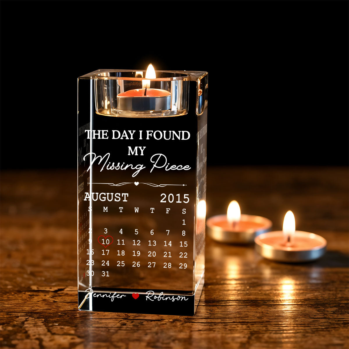 Missing Piece - Personalized Custom Crystal Candle Holder