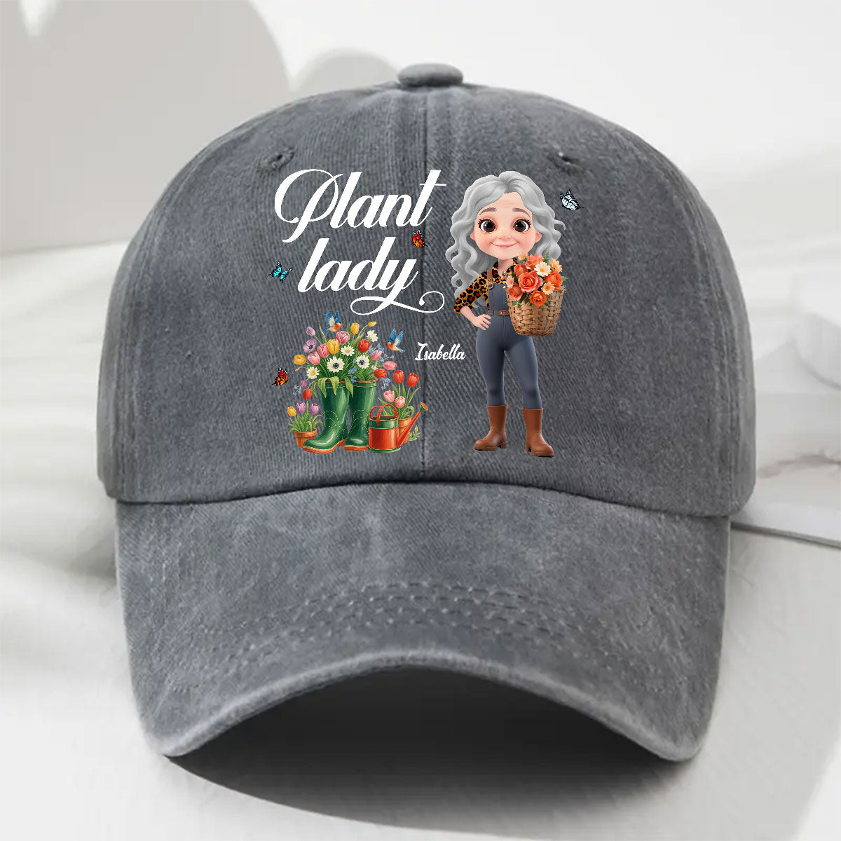Plant Lady - Personalized Custom Vintage Washed Denim Cap