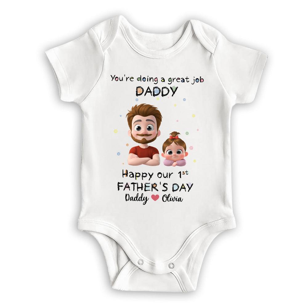 Daddy Doing A Great Job - Personalized Custom Onesie