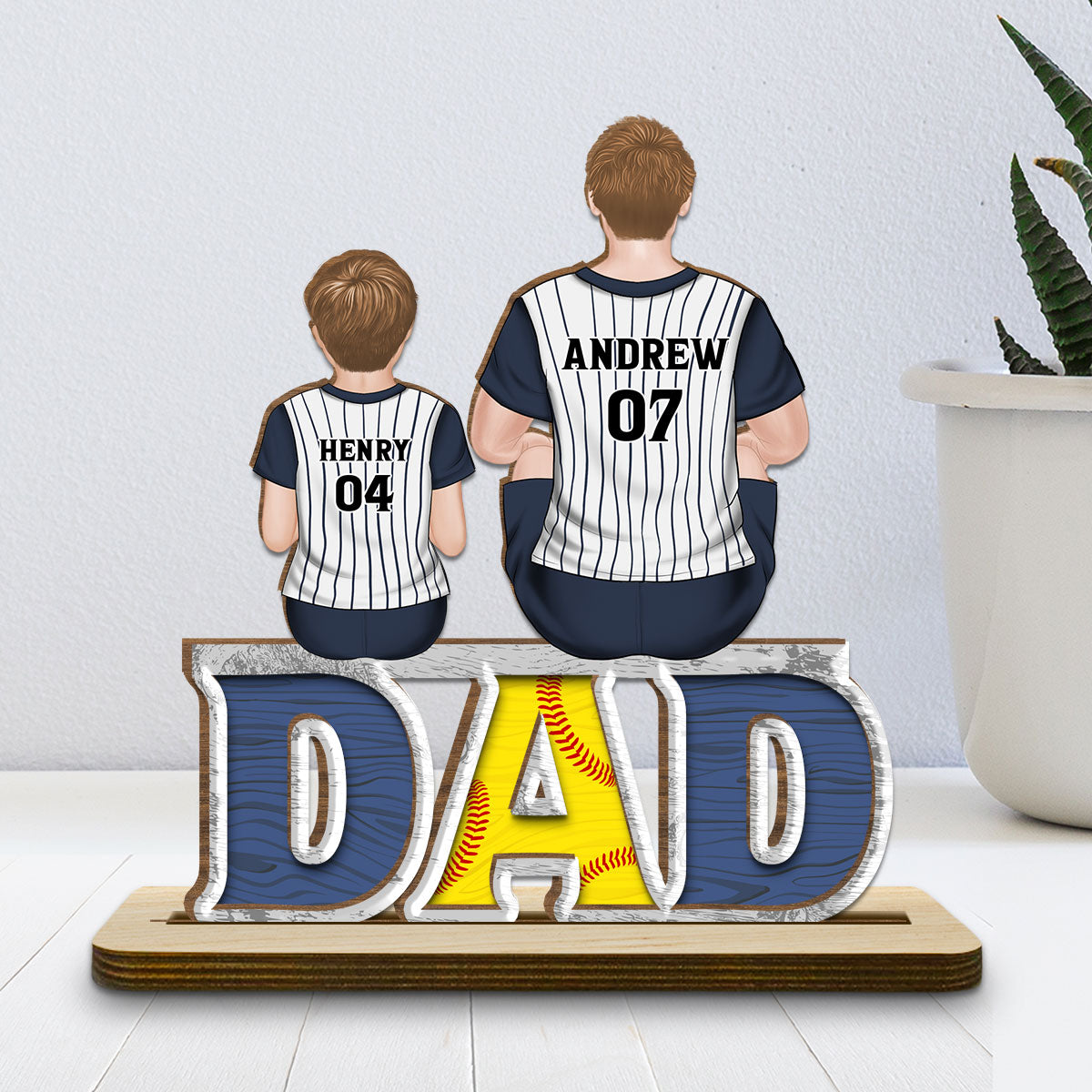 Champions From Daddy Love - Personalized Custom 2-Layer Wood Plaque With Flat Base