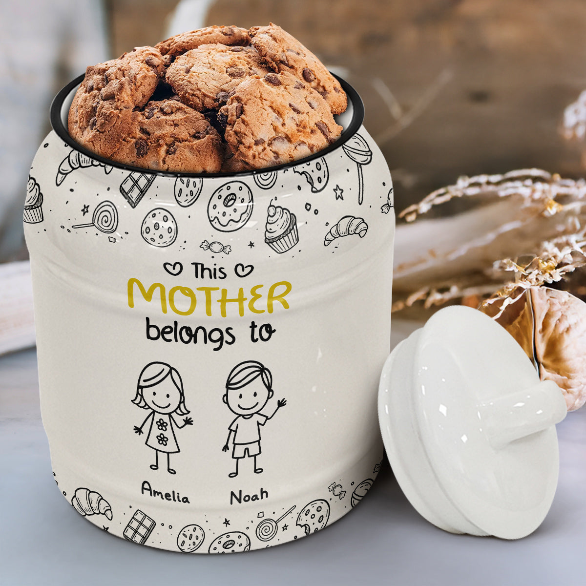 Grandpa Belongs To - Personalized Custom Ceramic Jar