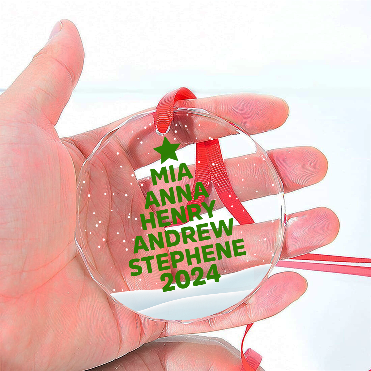 Love Family - Personalized Custom Glass Ornament