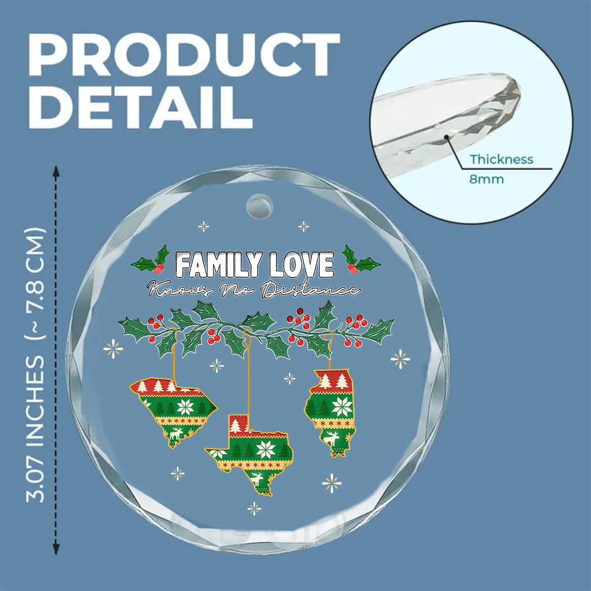 No Distance Known - Personalized Custom 3D Inflated Effect Glass Ornament