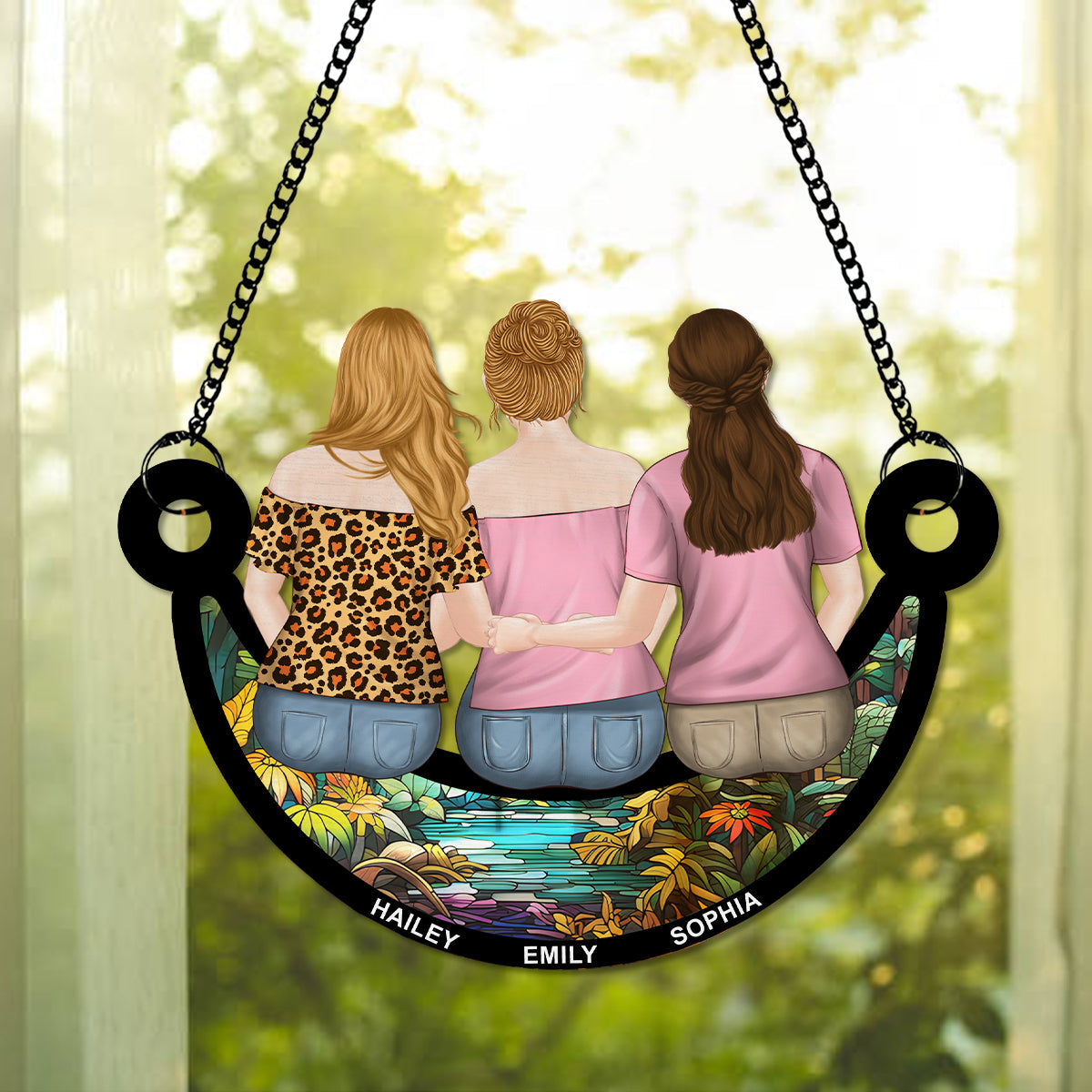 Bestie On The Moon - Personalized Custom Suncatcher