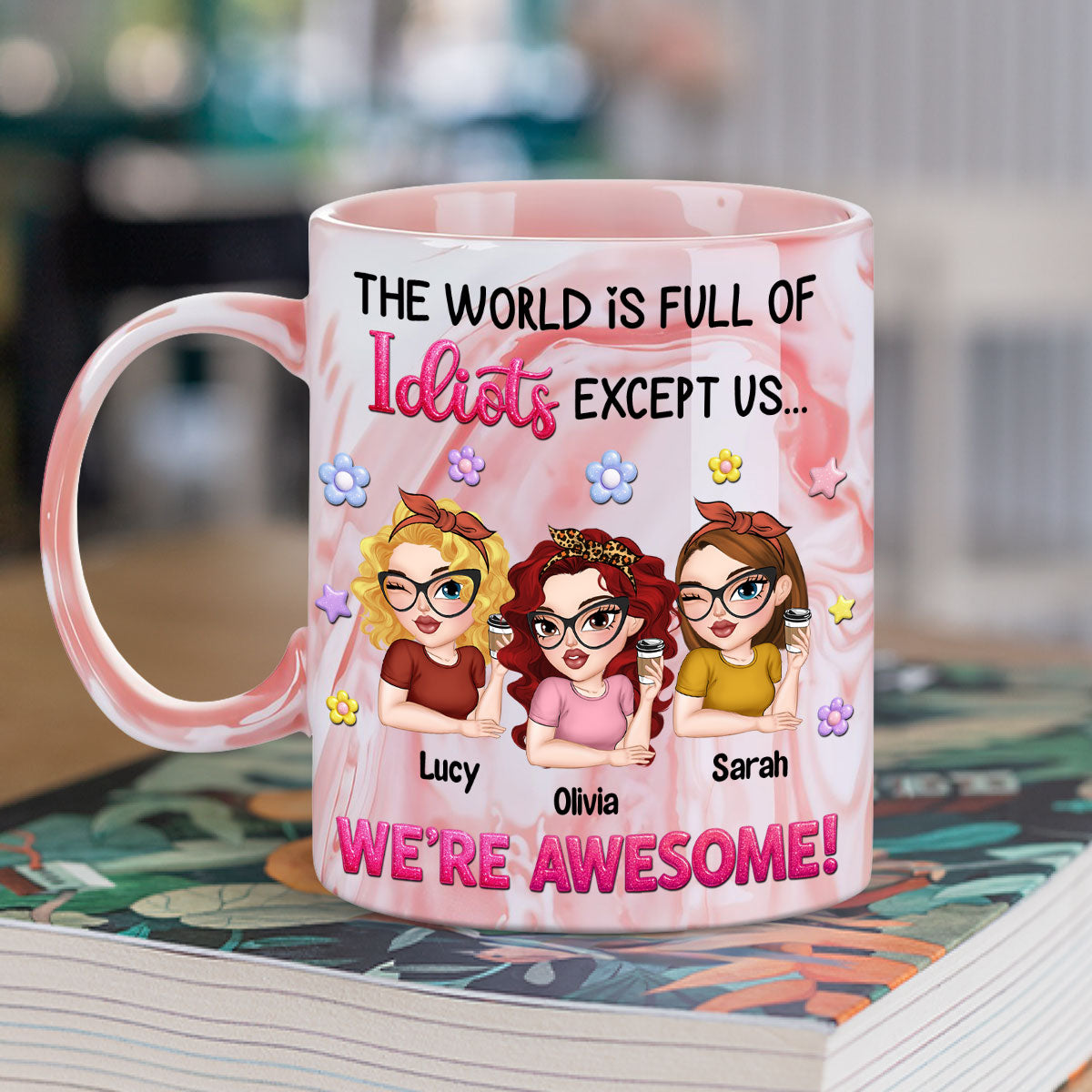 We Are Awesome - Personalized Custom Pink Marble Mug