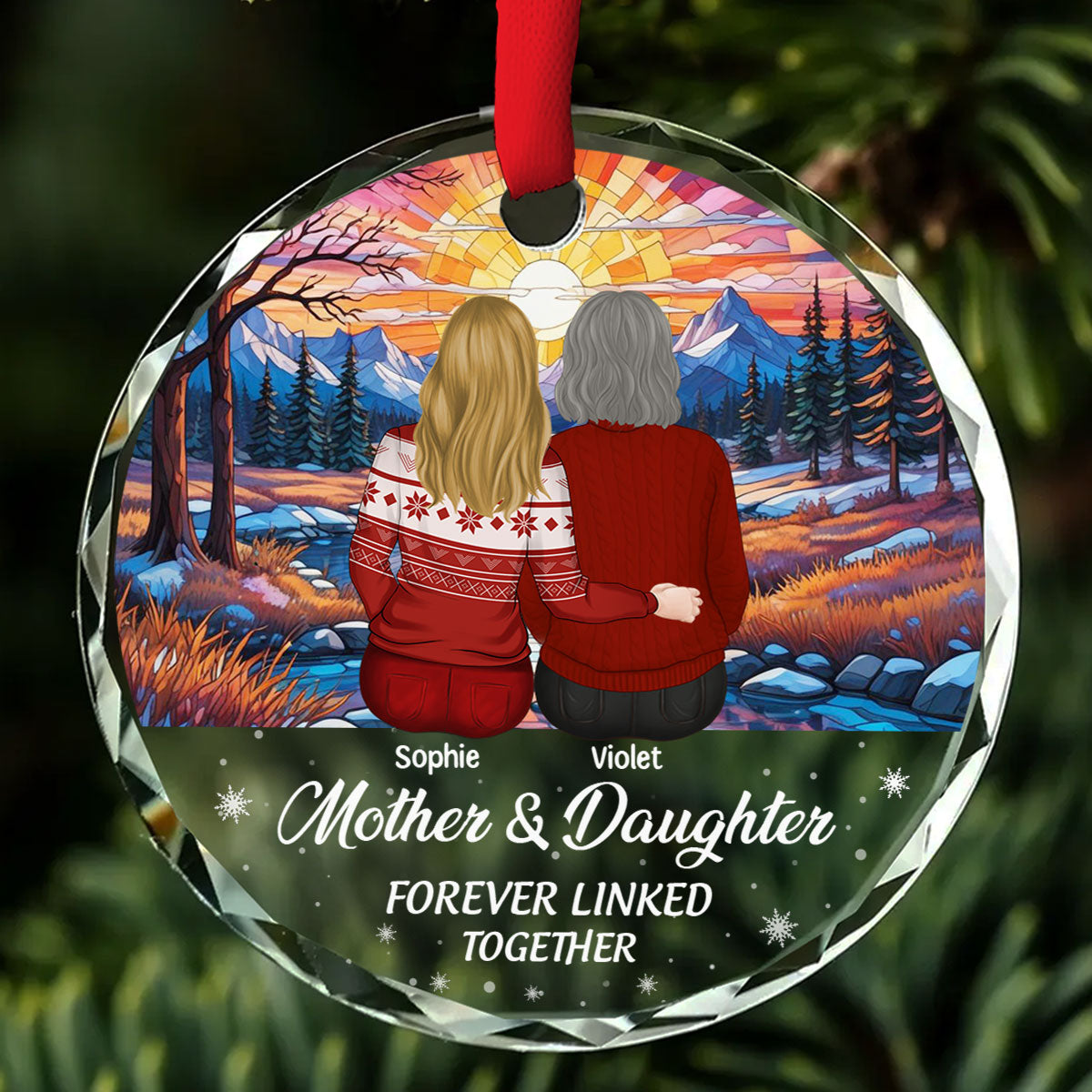 Linked Forever - Personalized Custom Glass Ornament