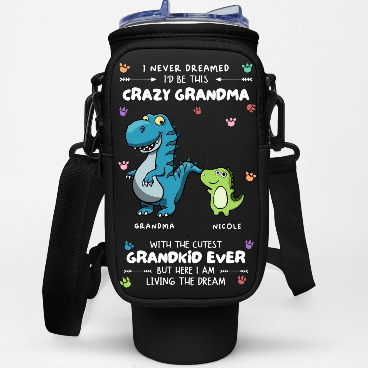 Crazy Grandma With Cutest Grandkids - Personalized Custom Water Bottle Carrier Bag
