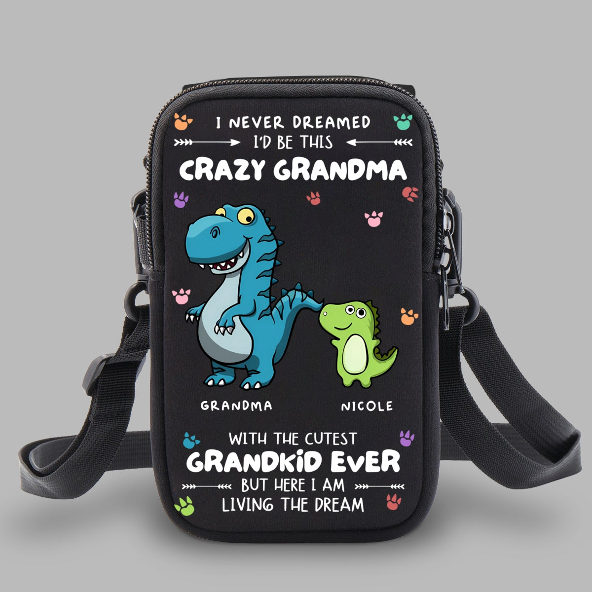 Crazy Grandma With Cutest Grandkids - Personalized Custom Water Bottle Carrier Bag
