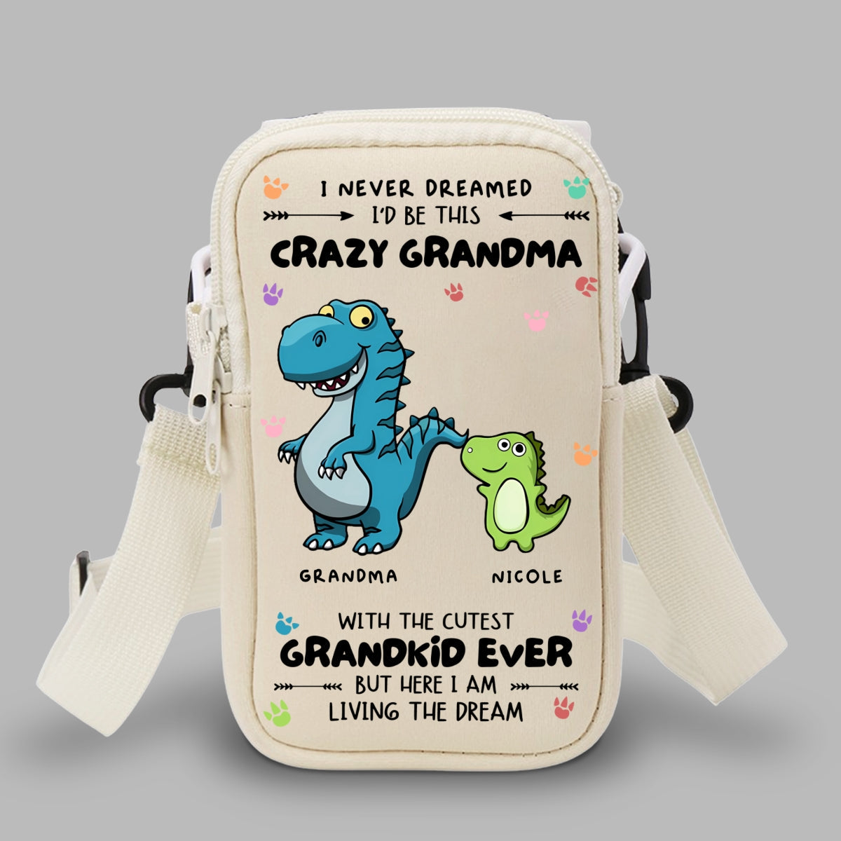 Crazy Grandma With Cutest Grandkids - Personalized Custom Water Bottle Carrier Bag