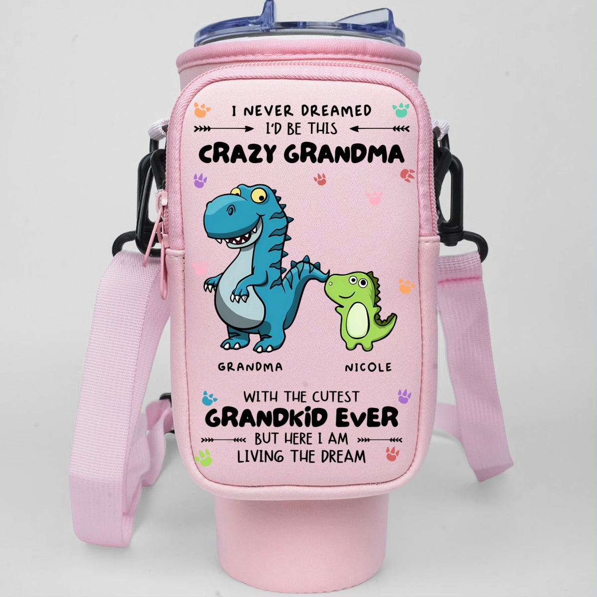 Crazy Grandma With Cutest Grandkids - Personalized Custom Water Bottle Carrier Bag