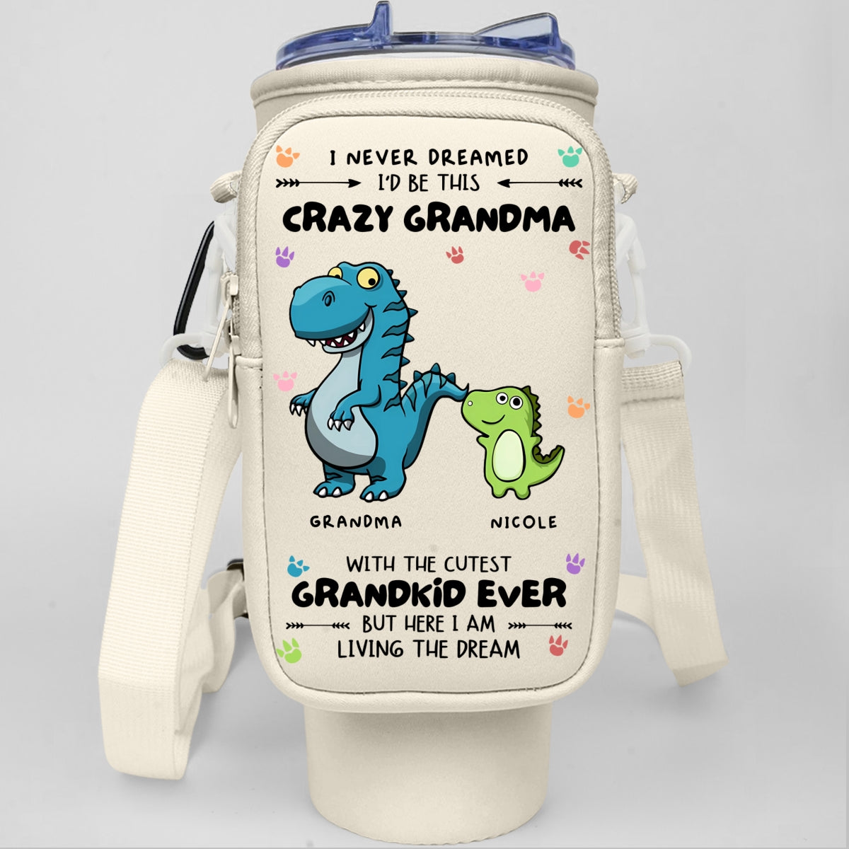 Crazy Grandma With Cutest Grandkids - Personalized Custom Water Bottle Carrier Bag