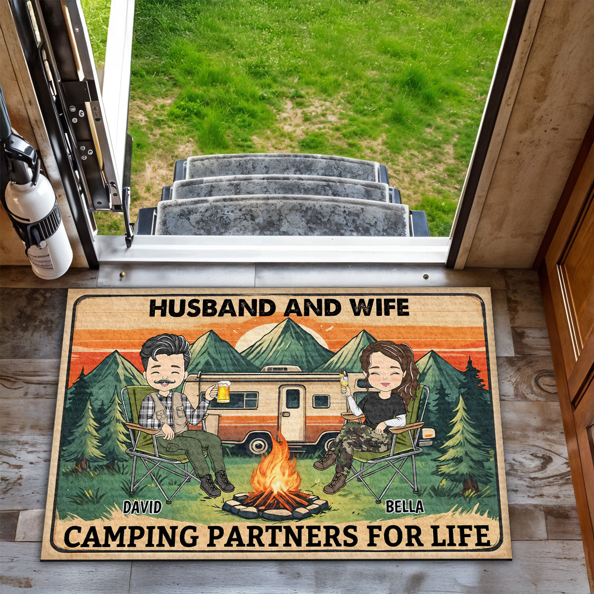 Husband And Wife Camping Partners For Life - Personalized Custom Doormat