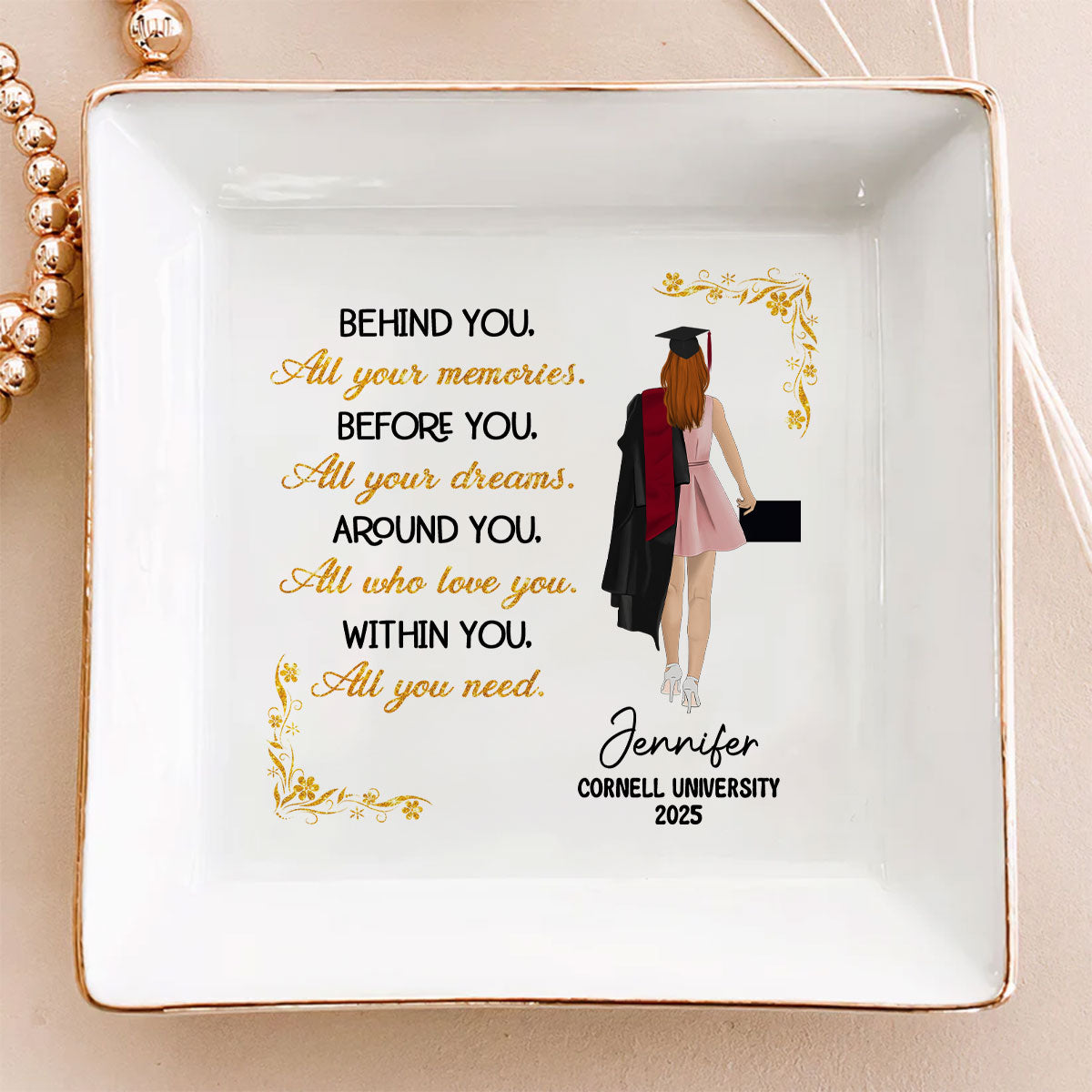 She Dreamed Big And Won - Personalized Custom Jewelry Dish