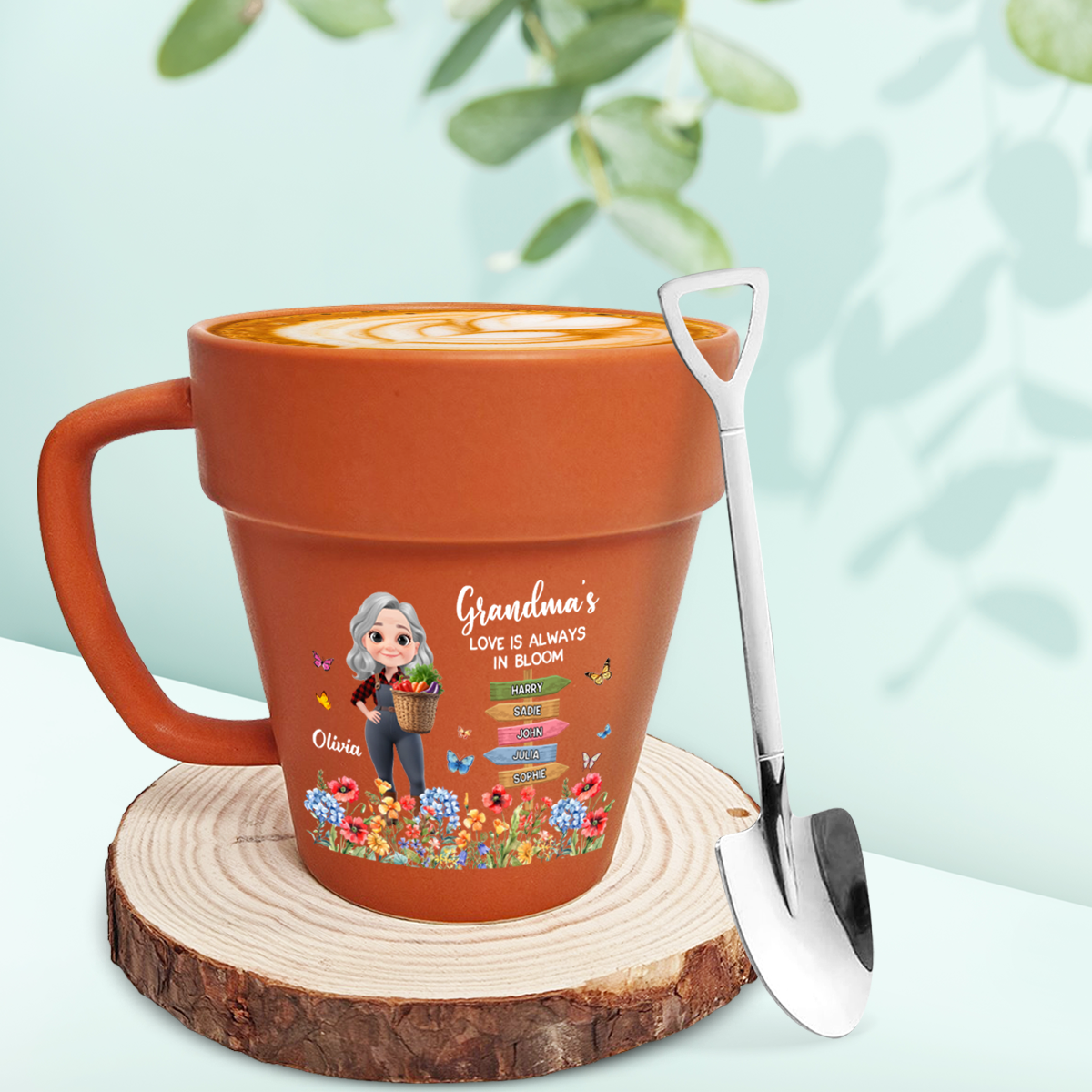 Garden Of Grandma Love Is Always In Bloom - Personalized Custom Plant Pot Mug