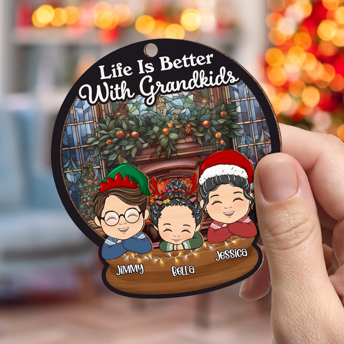 Life Is Better With Grandkids - Personalized Custom Suncatcher Ornament