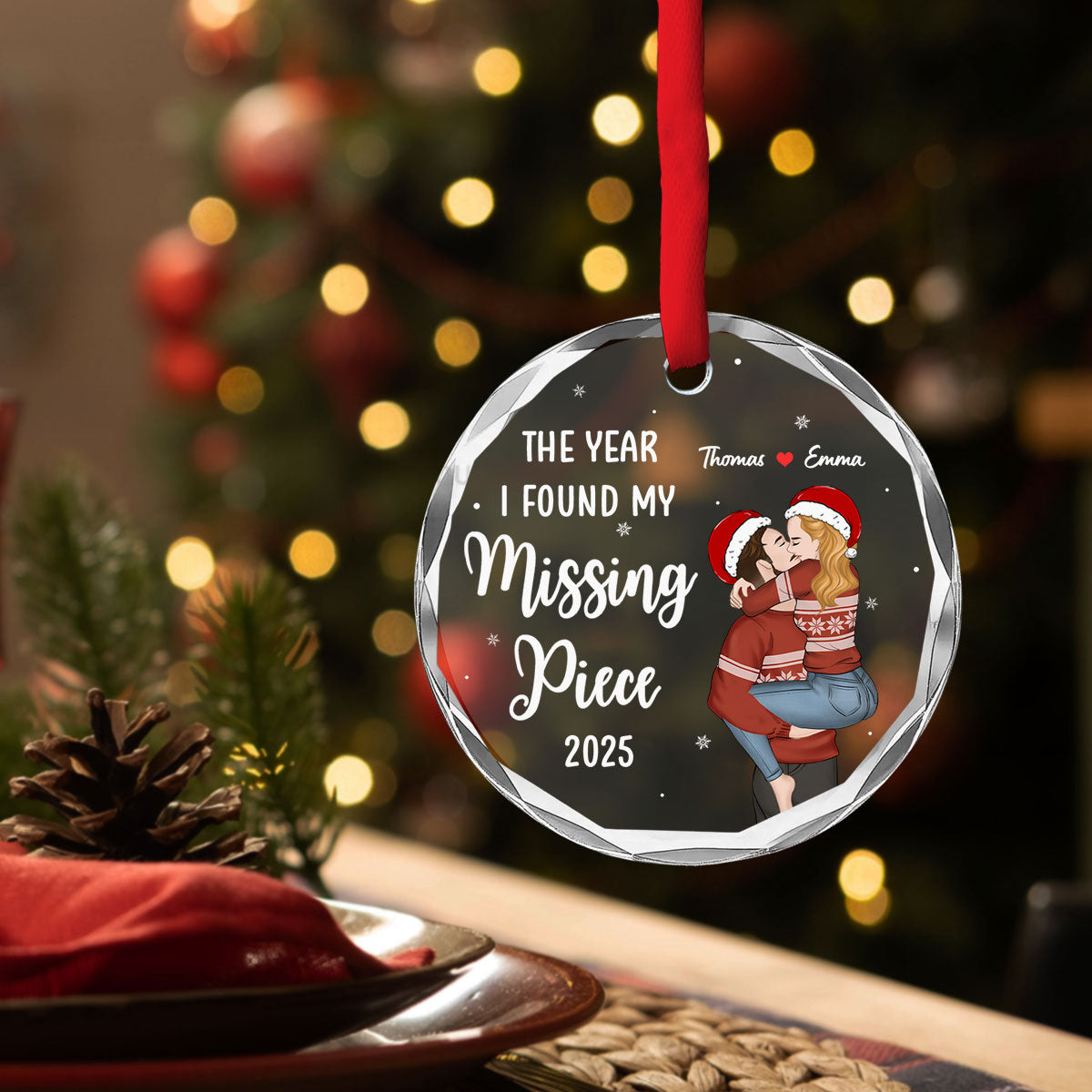 The Year I Found My Missing Piece Heart Puzzle - Personalized Custom Glass Ornament