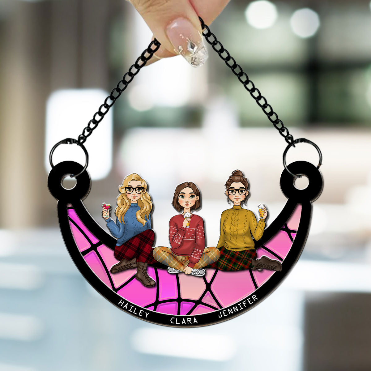 Best Friends Sitting On The Lunar - Personalized Custom Suncatcher