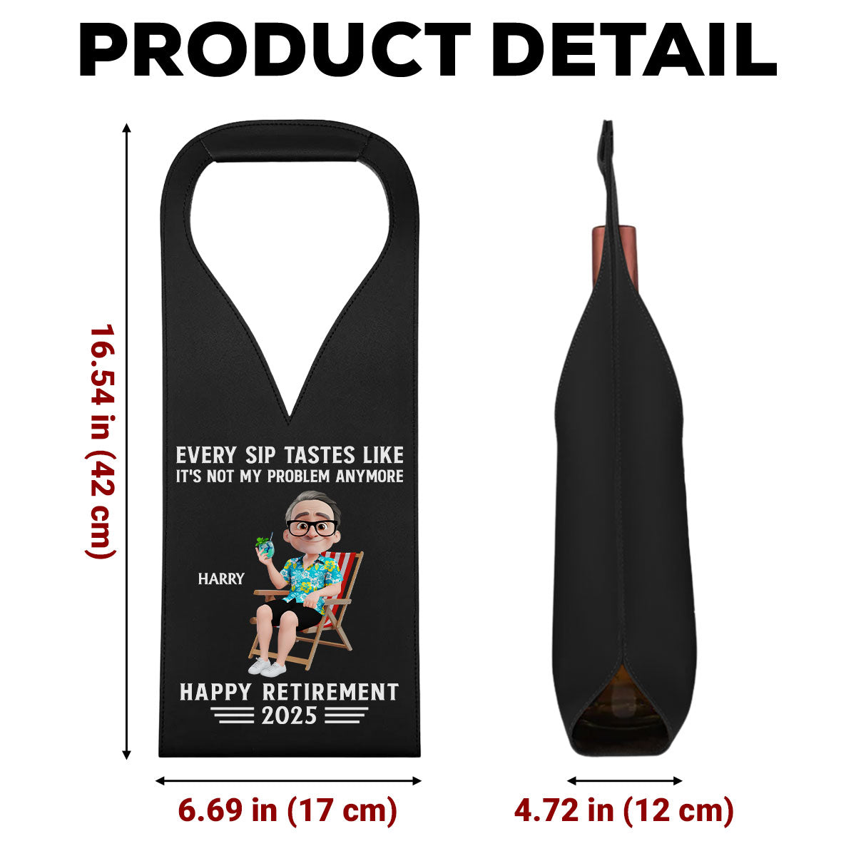 Happy Retirement - Personalized Custom Leather Wine Bag